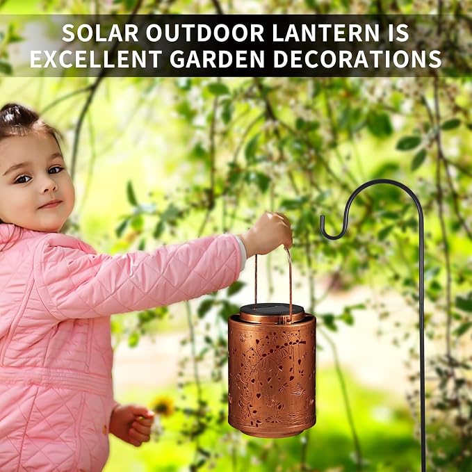 Cat Solar Lanterns Metal Hanging Garden Decor Birthday Gifts for Women | Solar Lights Waterproof Outdoor Decoration for Outside LED Lanterns for Yard Patio Lawn Gifts for Mon Grandma