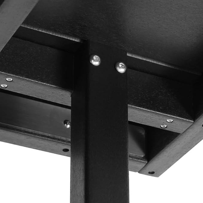 Costaelm Outdoor Patio Table, Outdoor Dining Table for 4, Weather Resistant Square Patio Table with Umbrella Hole for Garden, Poolside, Porch, Black