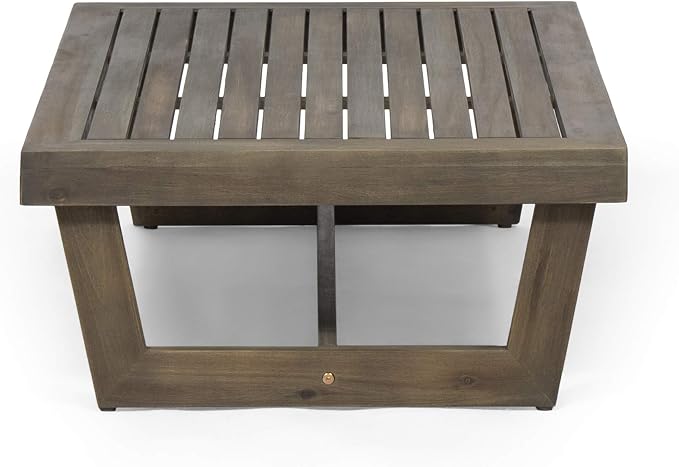 GDFStudio Outdoor Acacia Wood Coffee Table, Gray