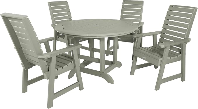 highwood Weatherly 5-Piece Round Dining Set, Eucalyptus