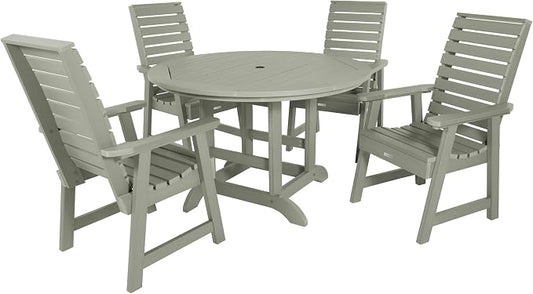 highwood Weatherly 5-Piece Round Dining Set, Eucalyptus