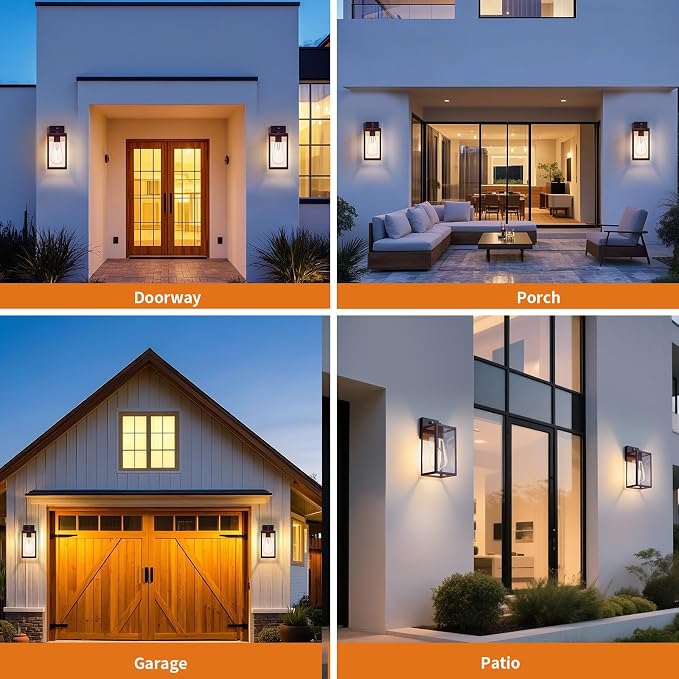 13'' Oil Rubbed Bronze Dusk to Dawn Outdoor Light Fixtures Wall Mount, Large Front Porch Lights, Sensor Exterior Wall Sconce, Waterproof Lantern Lamp,Outside Coach Light for House,Garage,Yard