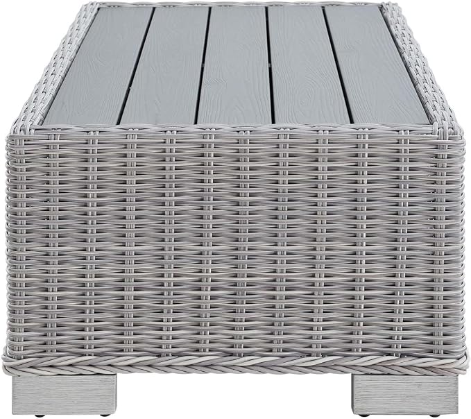 Conway 32" Outdoor Patio Wicker Rattan Coffee Table in Light Gray