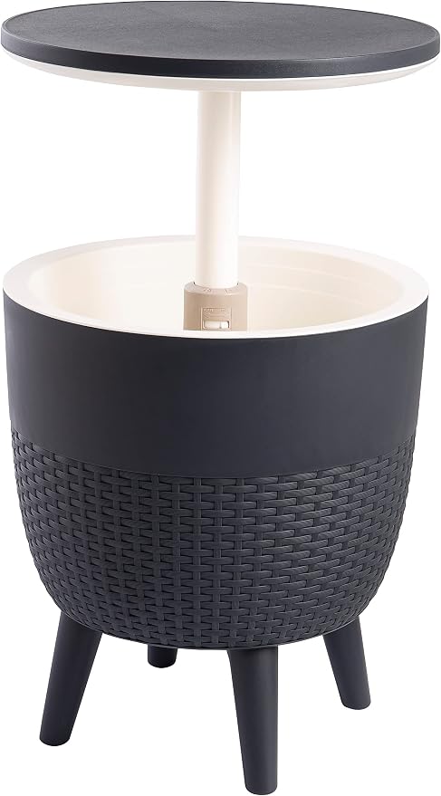 Lagoon Cancún Outdoor Cooler Bar/Cocktail/Coffee 3-in-1 Patio Table (Black)