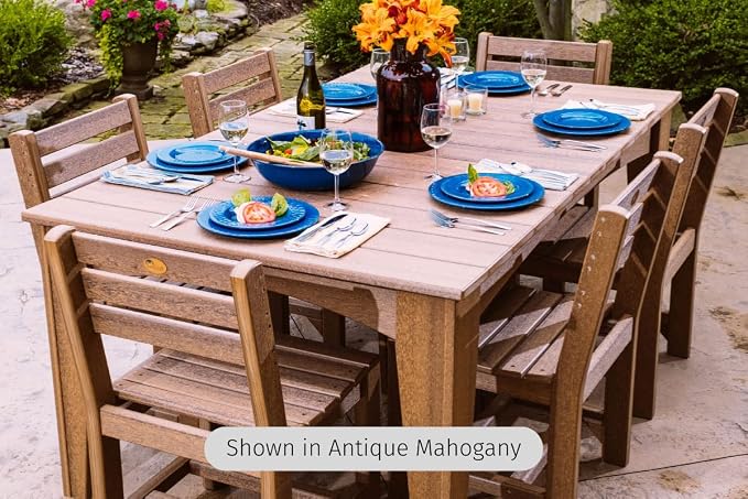LuxCraft Poly Island Dining Table, 44" x 72" Rectangular Outdoor Patio Table, Made with Recycled Plastics, Made in USA (Cherrywood & Black)