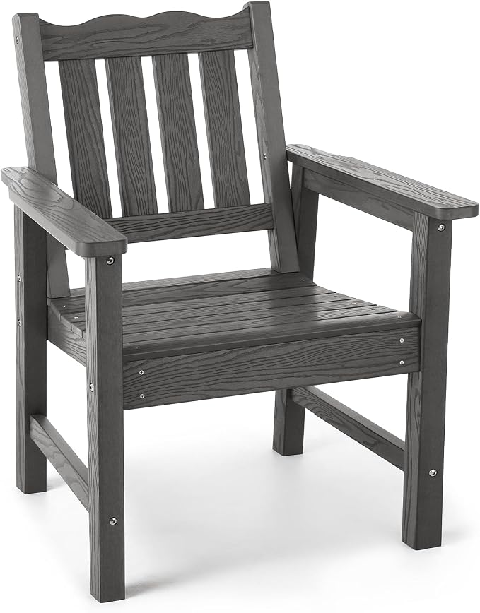 Stoog All-Weather Outdoor & Garden Chair, Patio Dining Chairs with 400 lbs Weight Capacity, Curveback Patio Chair for Backyard, Porch, Pool and Deck, Grey