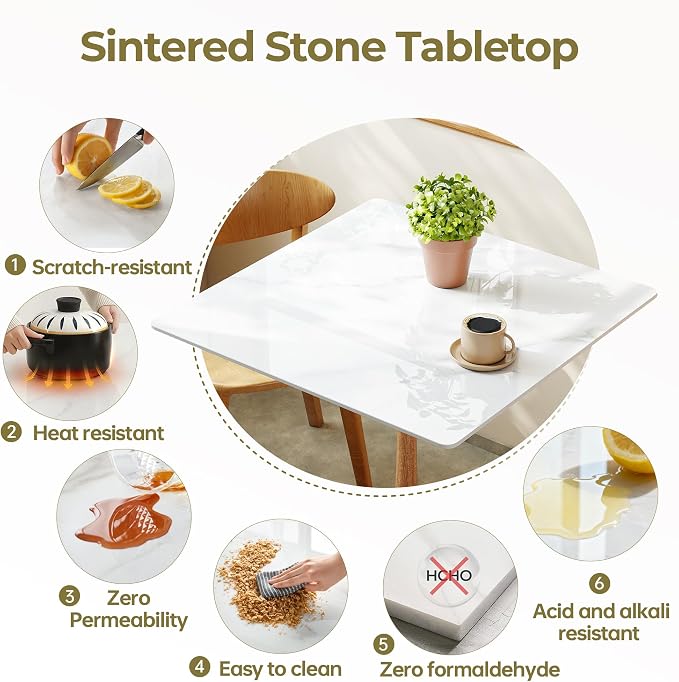 47.2" Square Table Top - White | Heat & Scratch Resistant Durable Tabletop for Dining, Indoor/Outdoor, Pub & Home Office - All-Weather Use