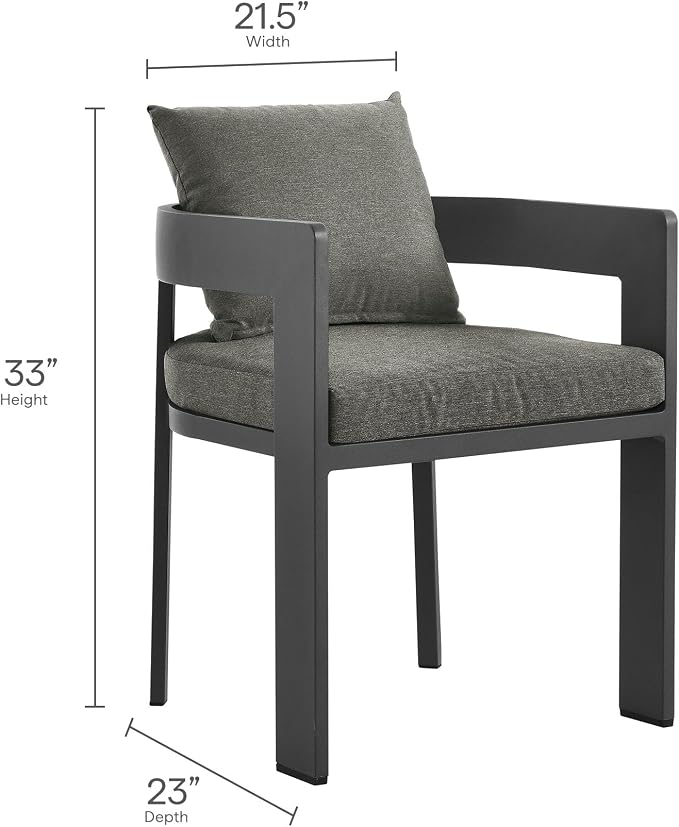 Modway Tahoe Aluminum 9-Piece Patio Dining Set in Gray Charcoal