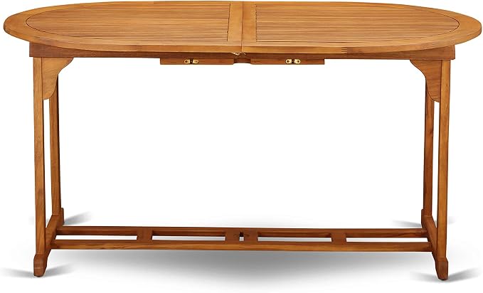 East West Furniture BSBS9CANA 9 Piece Patio Bistro Dining Furniture Set Includes an Oval Outdoor Acacia Wood Table and 8 Folding Arm Chairs, 36x78 Inch, Natural Oil