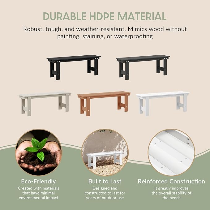 WestinTrends Ashore 6-Piece Outdoor HDPE Patio Dining Table Set with Bench, White