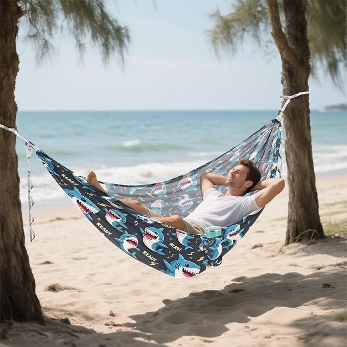 Camping Hammock Outdoor Hammocks for Outside Blue Dink Beach Trees Portable Lightweight with Pockets Tree Straps Indoor