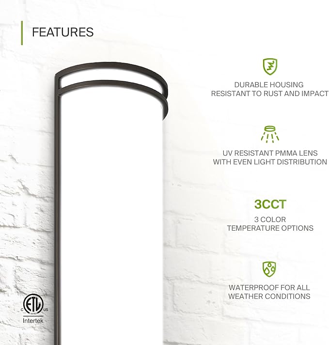 ASD 24 Inch LED Outdoor Sconce Lights - 25W 120-277V 3000K 4000K 5000K Bronze Exterior Lighting Fixtures, Dimmable Exterior Lights for House, Modern Patio Wall Light Fixture ETL 2 Pack