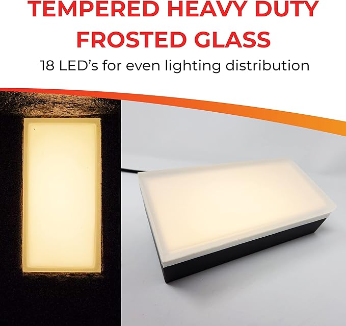 LUMENGY Paver Light 4x8 Inch (3.93x7.87), 2700K Warm White, Glare-Free Brick Lighting for Driveways, Walkways, Pool Decks and Patios, 12V Hardwired, IP67 Waterproof, Drive-Over Rated