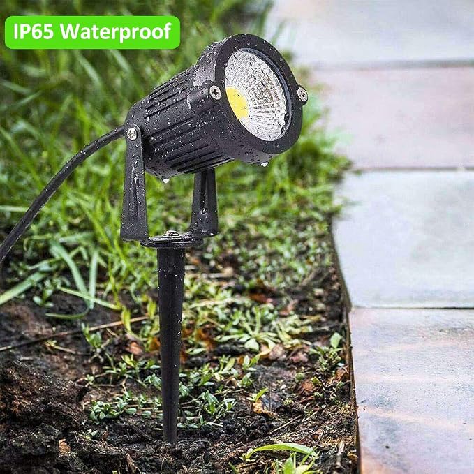 Romwish 5W Landscape Lighting, 120V Plug-in Outdoor Spotlights, 6 Pack | 3000K Warm White, 550LM Bright LED, IP65 Waterproof, 120V Plug and Play, Adjustable 270° Beam for Yard Garden Lawn Tree