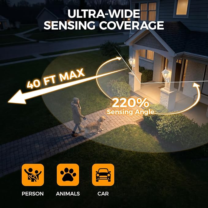 Porch Lights Outdoor Motion Sensor Wall Sconce Anti-Rust Aluminum, Exterior Outdoor Wall Lights Dusk to Dawn Porch Light Fixture Wall Mount for House Outside Patio Large White