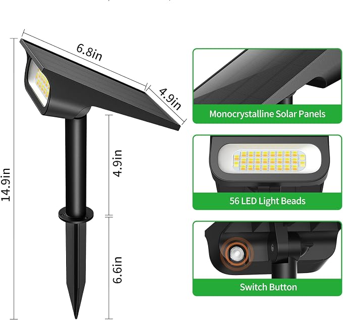 Lightonight Solar Spotlights Outdoor 2 Pack | 3 Color Temperatures Outdoor Lights, Remote Control Landscape Spotlights for Tree, Garden, Pathway, House and Wall Lighting