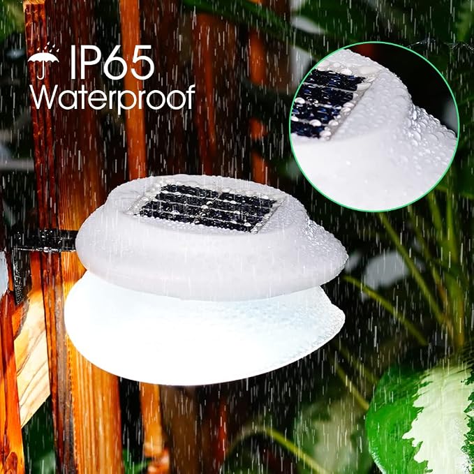 DBF Outdoor Solar Gutter Lights - Solar Fence Lights Outdoor Waterproof LED Deck Lighting Wall Mount Decorative Auto On/Off for Eaves Yard Garage Garden Deck Patio Railing (6 Pack, White)