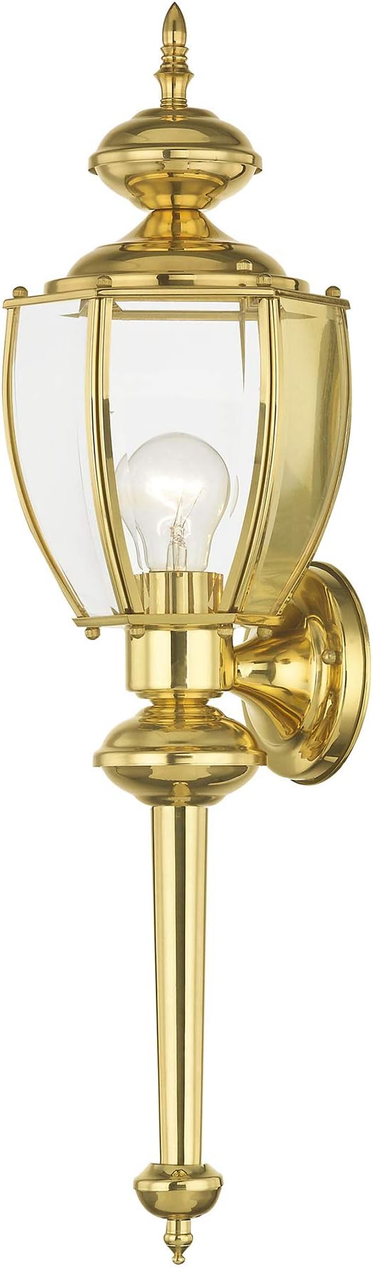 Livex Lighting 2112-02 Outdoor Wall Lantern, Polished Brass | Clear Beveled Glass Shades