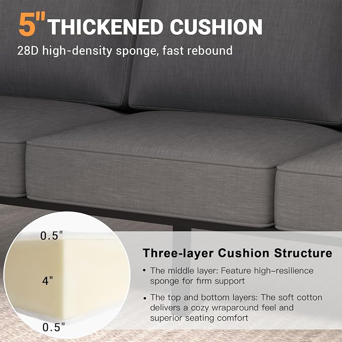 Aluminum Outdoor Patio Furniture Set, 4 Piece Sectional Coversation Sets with Coffee Table, Modern Outdoor Sofa Couch with Thick Cushions for Porch, Balcony, Garden, Dark Gray