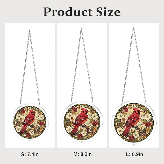 Acrylic Puzzle Suncatcher, Sun Catchers Puzzle for Window Hanging | 8.2 Inch Northern Cardinal DIY Suncatcher Puzzle Gifts for Adults, Women, Men, Wife, Mom, Birds Lover, Home & Garden Decor