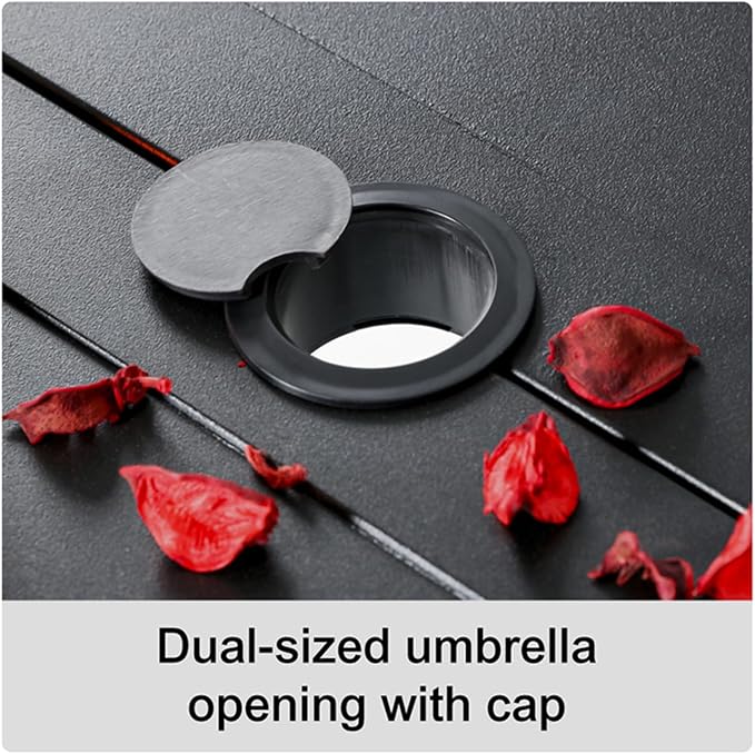 Anmutig Patio Table for 4, Metal Outdoor Dining Table with E-Coating, Square Steel Slated Outdoor Table with 1.57" Umbrella Hole for Garden Backyard, Black