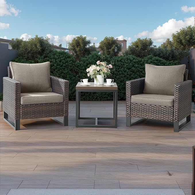 HUMMUH 6 Piece Patio Furniture Outdoor Sectional Sofa Set All-Weather Wicker Outdoor Chairs with End Table Ottomans for Patio,Porch,Garden,Backyard