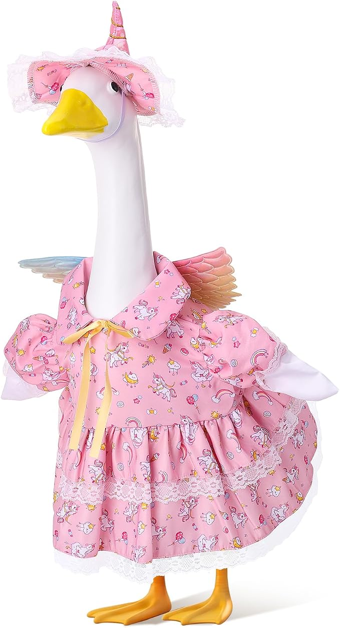 Porch Goose Outfit, 23" Porch Goose Clothes with Strawberry Skirt and Hat for Spring Summer Party Outdoor Patio