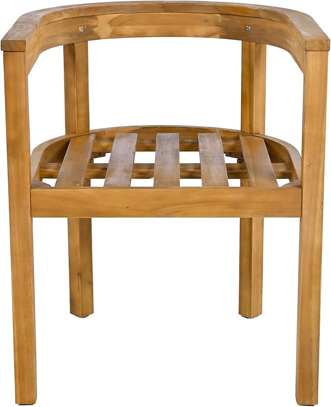 Christopher Knight Home Abact Acacia Wood Patio Dining Set for 4, Solid Wood Outdoor Dining Table Set for 4, Round Dining Table and Chairs Set of 4 with Cushion, Teak+Beige