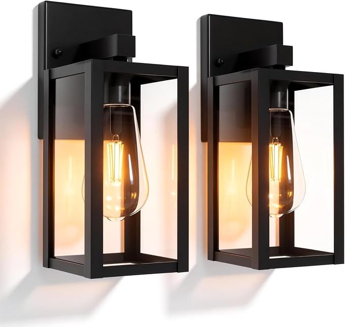 Outdoor Wall Light Fixtures Anti-Rust Porch Lights Outdoor Waterproof Exterior Lighting Fixtures Front Door Wall Lantern for House - 2 Pack
