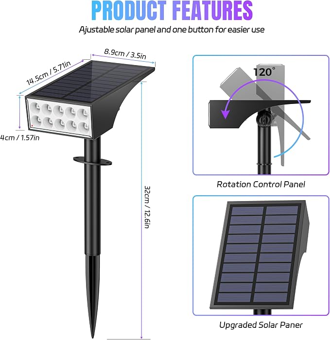 WENATY Solar Spot Lights Outdoor Color Changing 6 Pack Halloween Spotlights | IP65 Waterproof,7 Mode Landscape Spotlights,Led Powered Flood Light for Christmas Pathway Yard Garden Tree Walkway