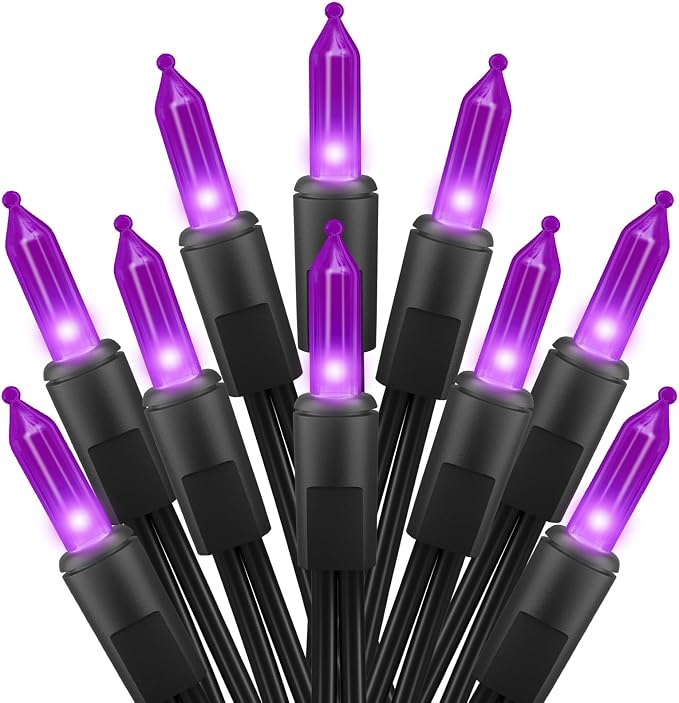 Brightown Purple Halloween Mini Lights, 50 Count 10 Feet Mini String Lights | Incandescent Bulb, Connectable Halloween Light for Haunted House Ghost Party Holiday Window Indoor Outdoor Decoration
