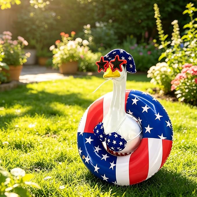 STONESTAR 4th of July Patriotic Porch Goose Outfits, Summer Bikini Lawn Goose Clothes Fits Large 23" H Goose Statue Costume for Independence Day & Memorial Day Outdoor Garden Yard Patio Decor
