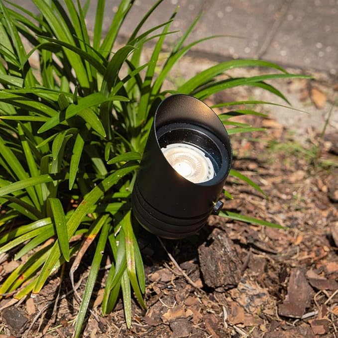 VOLT 12V Fat Boy Outdoor Spotlight (Black) & 5W 3000K MR16 LED Bulb | Solid Brass with Durable Powder Coating, 400 Lumens of Modern White Light, Ideal for Yard, Garden, Trees & House