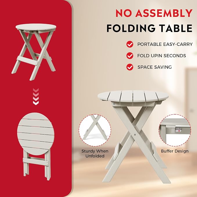 Costaelm Outdoor Bistro Table, Patio Round Portable Folding Bar Height Table Tall Balcony Pub Small High Top for Front Porch Deck, Backyard, Garden, Sand