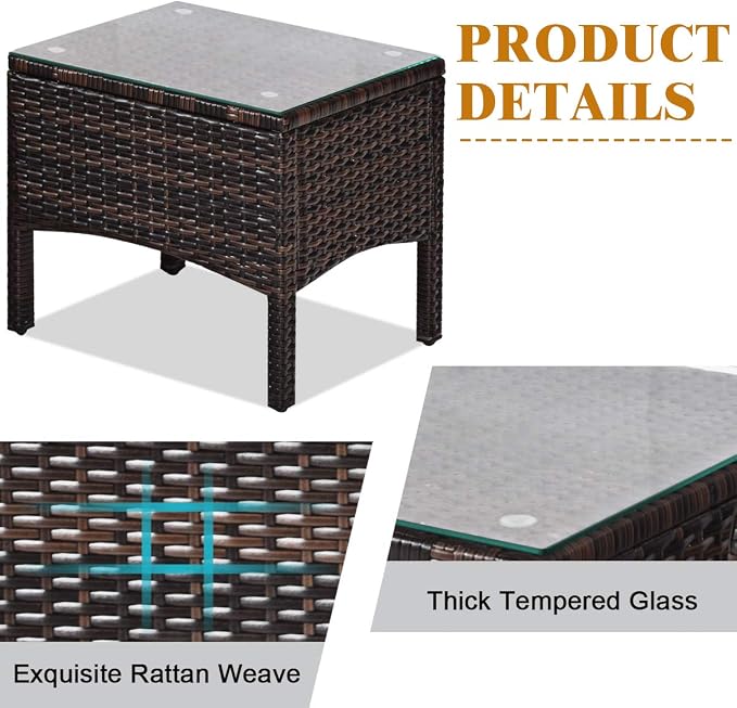 DORTALA Small Patio Furniture Set 3 Piece, Wicker Outdoor Table and Chairs Set with Cushions, All Weather Rattan Conversation Bistro Set for Balcony, Porch, Backyard, Deck, Beige