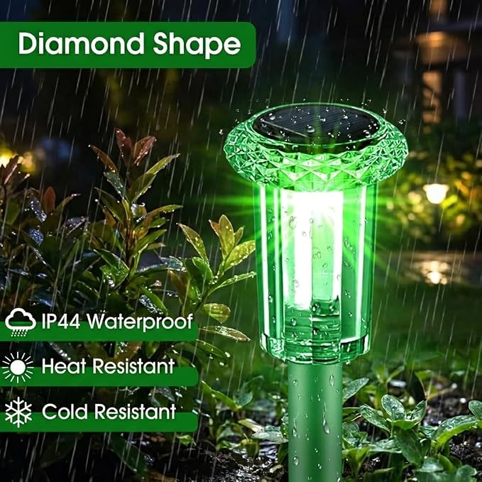Eyrosa Solar Outdoor Lights, 10 Pack Solar Pathway Lights Outdoor Waterproof, Stainless Steel Stake Lighting for Garden Yard Path Walkway Driveway Patio Lawn Outside Décor,Green