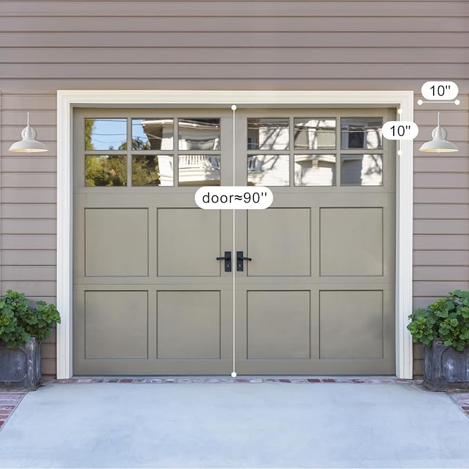 10 Inch Dome Outdoor Gooseneck Barn Lights for Porch, Farmhouse Exterior Light Fixture with Wall Mount, Matte White Outside Patio Wall Sconce for Front Door, Garage, Entryway, Home