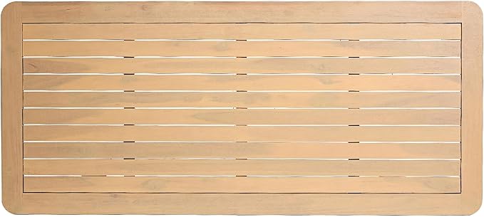 Christopher Knight Home Cove 3 Piece Acacia Wood Dining Table Set for 4-6, Outdoor Dining Set with Patio Table & Dual Benches, Patio Furniture Set with Slatted Design & V-Shaped Legs, Light Teak