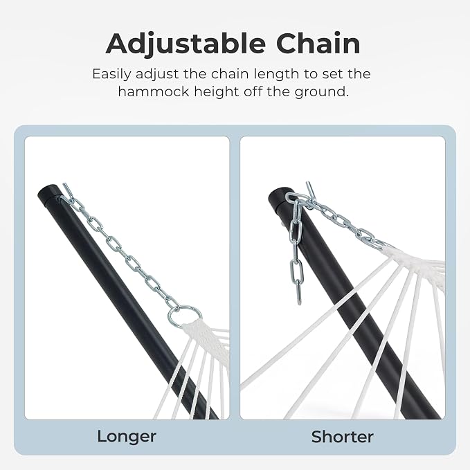 SUPERJARE 12ft Double Hammock with Stand, Rope Hammock for 2 Person, Detachable Hammock Bed and Pillow, Portable, Anti-Tip Safety Ropes, Carry Bag, Outdoor Backyard Patio Camping, Gray
