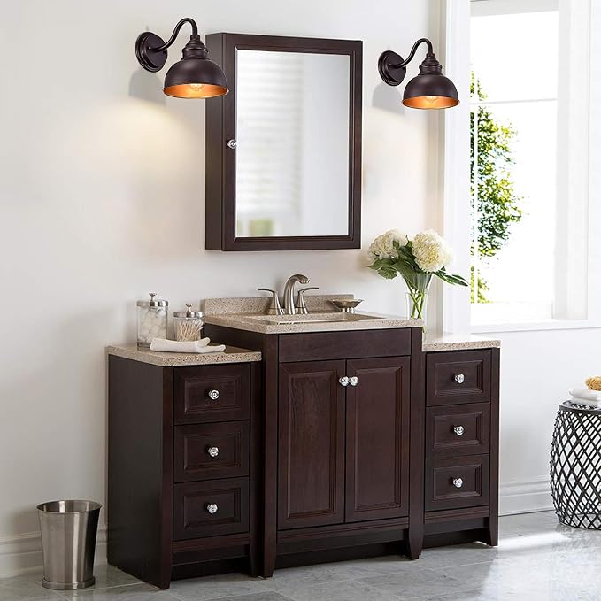 9" Industrial Gooseneck Light Fixture, Oil Rubbed Bronze Barn Light, Modern Farmhouse Wall Sconce for Vanity, Bathroom, Bedroom, Hallway, Living Room, and Reading Room