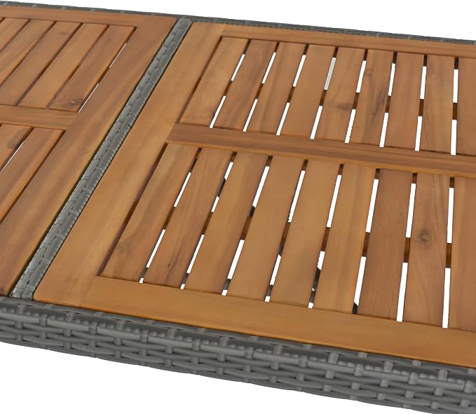 VilroCaz 5-Pieces Outdoor Patio Rattan Counter Height Dining Set, All-Weather Wicker Bar Table Set Conversation Set, Acacia Wood Table Top, Bar Height Chairs with Removable Cushion