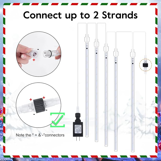 Brightown Meteor Shower Lights Outdoor, 16Inch 20 Tube 720 LED Icicle Light | Waterproof Meteor Christmas Light Outdoor, Hanging Falling Rain Light for Tree Bushes Holiday Party Yard Decor, Warm White