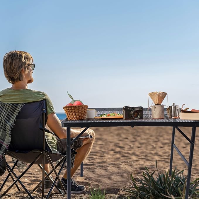 WildFinder 3x2 FT Folding Grill Table, Portable Camping Table for Outside, Adjustable Height Folding Table with Desktop & Mesh Bag, Lightweight Outdoor Table for Camping, Picnic, BBQ