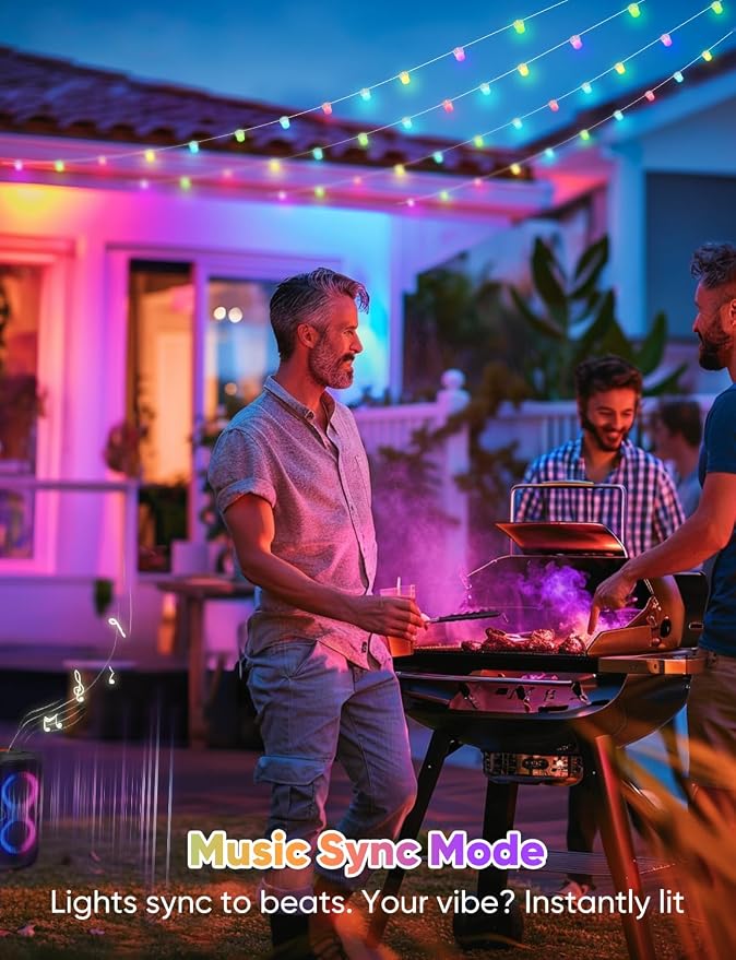 APPECK Outdoor String Lights 76FT with 200 LEDs, RGB Outdoor Patio Lights | IP65 Waterproof Porch String Lights, Color Changing, Scene Modes, for Garden Yard Holiday Party Daily Decor, Alexa Compatible