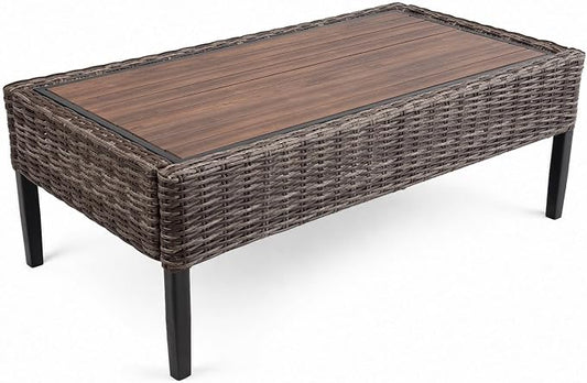 Wicker Patio Conversation Set, Outdoor Patio Furniture Set with Deep Seating, Wide Armrests & Thick Cushions, All-Weather Outdoor Furniture Set for Patio, Porch, Deck & Backyard