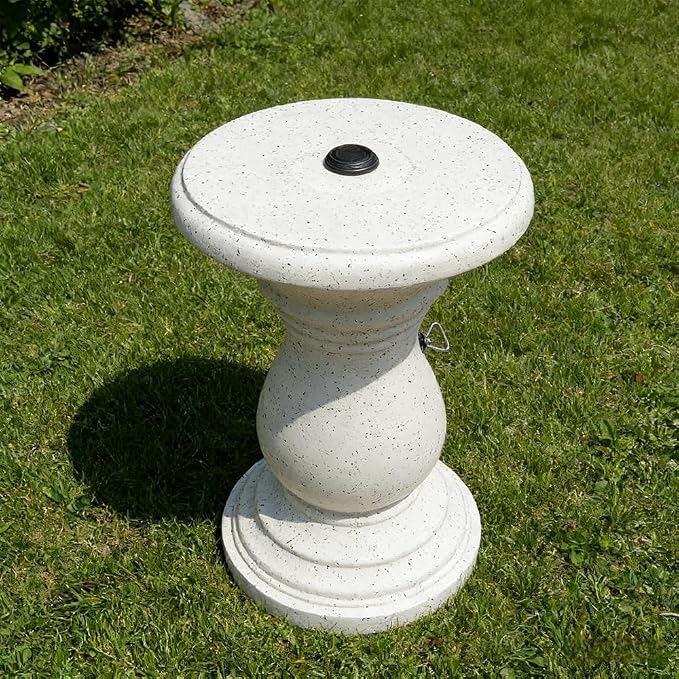 Outdoor Patio Umbrella Side Tables, Heavy Duty Table with Umbrella Hole for Porch, Umbrella Stand Base with Hand-Turn Tightening Knob, Garden Coffee Table, White (White)