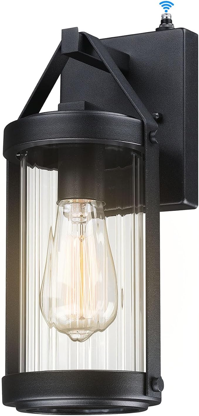 Dusk Dawn Sensor Outdoor Wall Sconce Black Exterior Porch Lantern | Waterproof Outside Garage Light Fixtures Wall Mount for House Patio Entryway