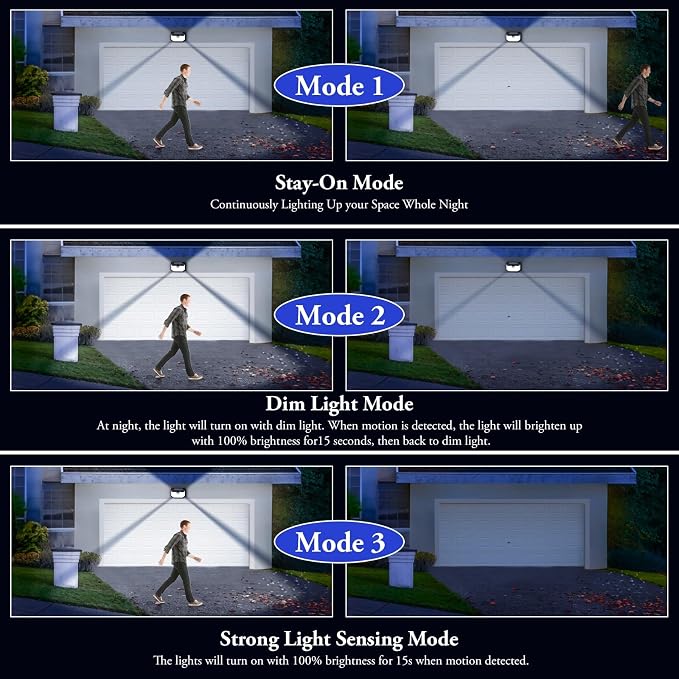 4-Pack Solar Wall Lights Outdoor with 3 Modes & Reflector, Waterproof Bright 178 LEDs Motion Sensor Security Lights, Solar Powered Flood Lights for Patio Garden Yard Porch Garage Front Door