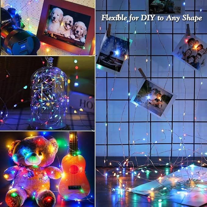 Joomer Solar Fairy Lights, 4Pack Total 104FT 320LED Lights, Multicolor | Silver Wire, Solar String Light Waterproof 8 Lighting Modes for Patio Fence Party Garden Yard Home Outdoor Decoration