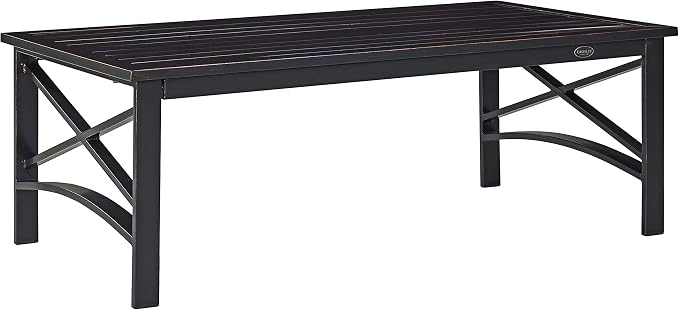 Crosley Furniture Kaplan Weather Resistant Metal Outdoor Coffee Table for Patio, Deck, Porch, Oiled Bronze